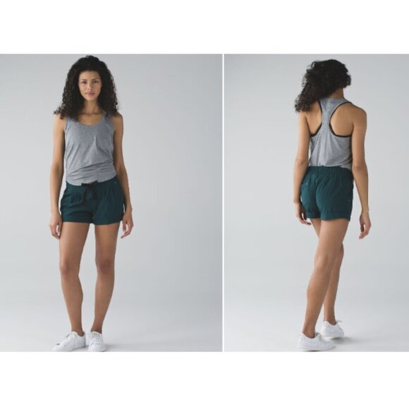 Lululemon Spring Break Away Casual Mid Tie Waist Comfy Travel Short- Deep Green - Picture 1 of 10